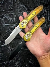 定制版透明柄蝴蝶BM940轴锁折刀